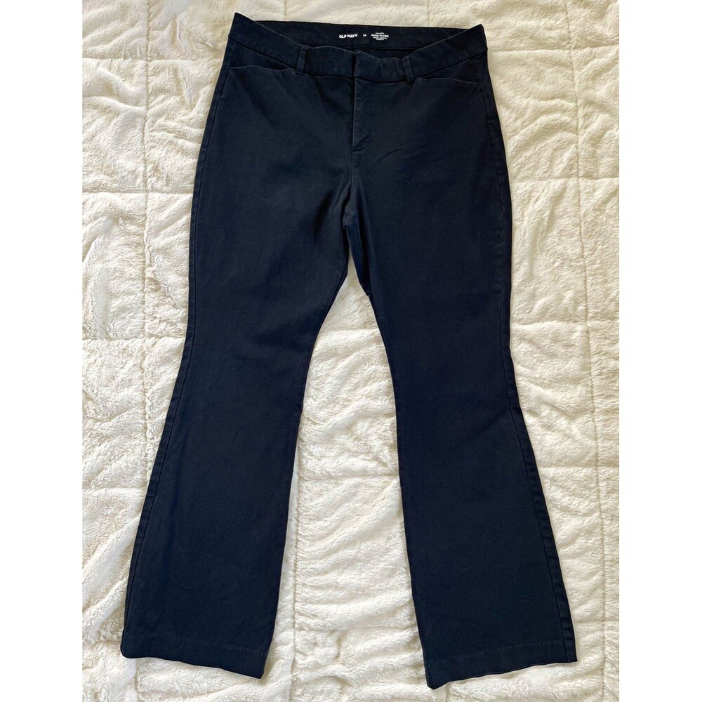 Old Navy High Rise Pixie Flare Pants Black Size 14 Secret Smooth Pockets Stretch